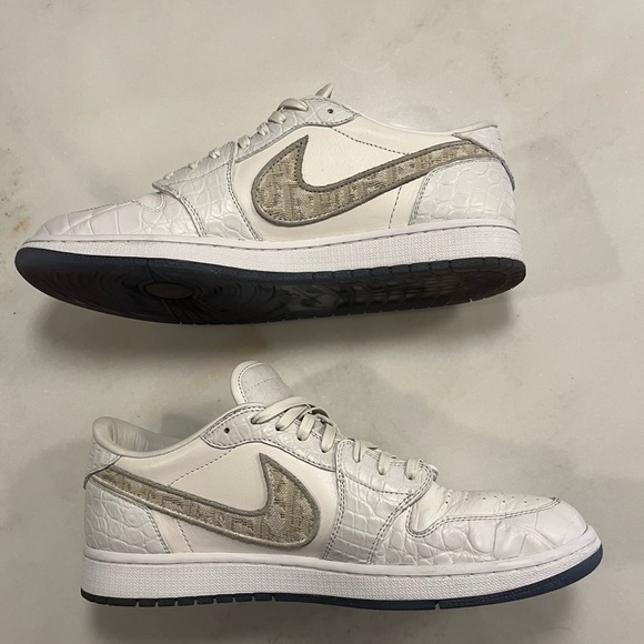 Shoe Surgeon Lux Ivory White Dior Air Jordan 1 Low Sz 11.5 VNDS RARE CUSTOM - Picture 3 of 14